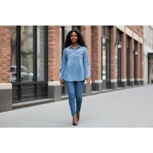 Light Blue Denim Shirt - Women's Top